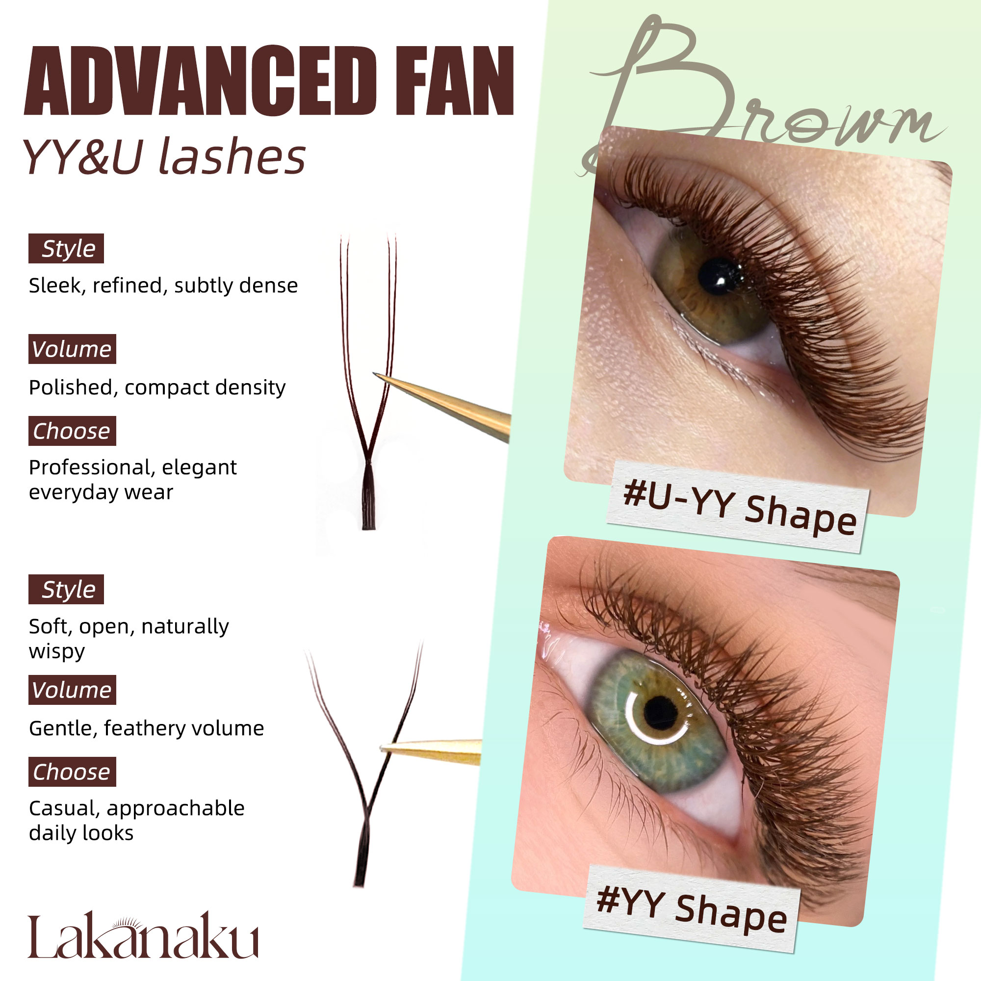 LAKANAKU Dark Brown U Shape YY - Eyelash Extension Yelix ulasan dan harga